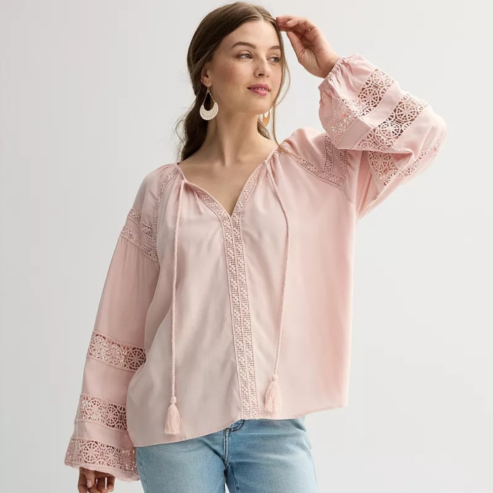 Chelsea & Theodore Lilac Boho Crochet Blouse